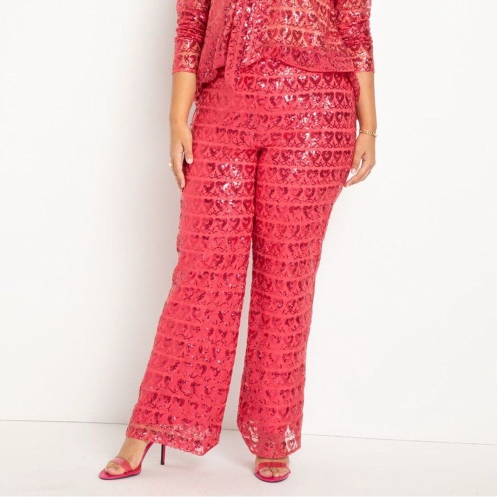 Eloquii Heart Sequin Trousers NWT